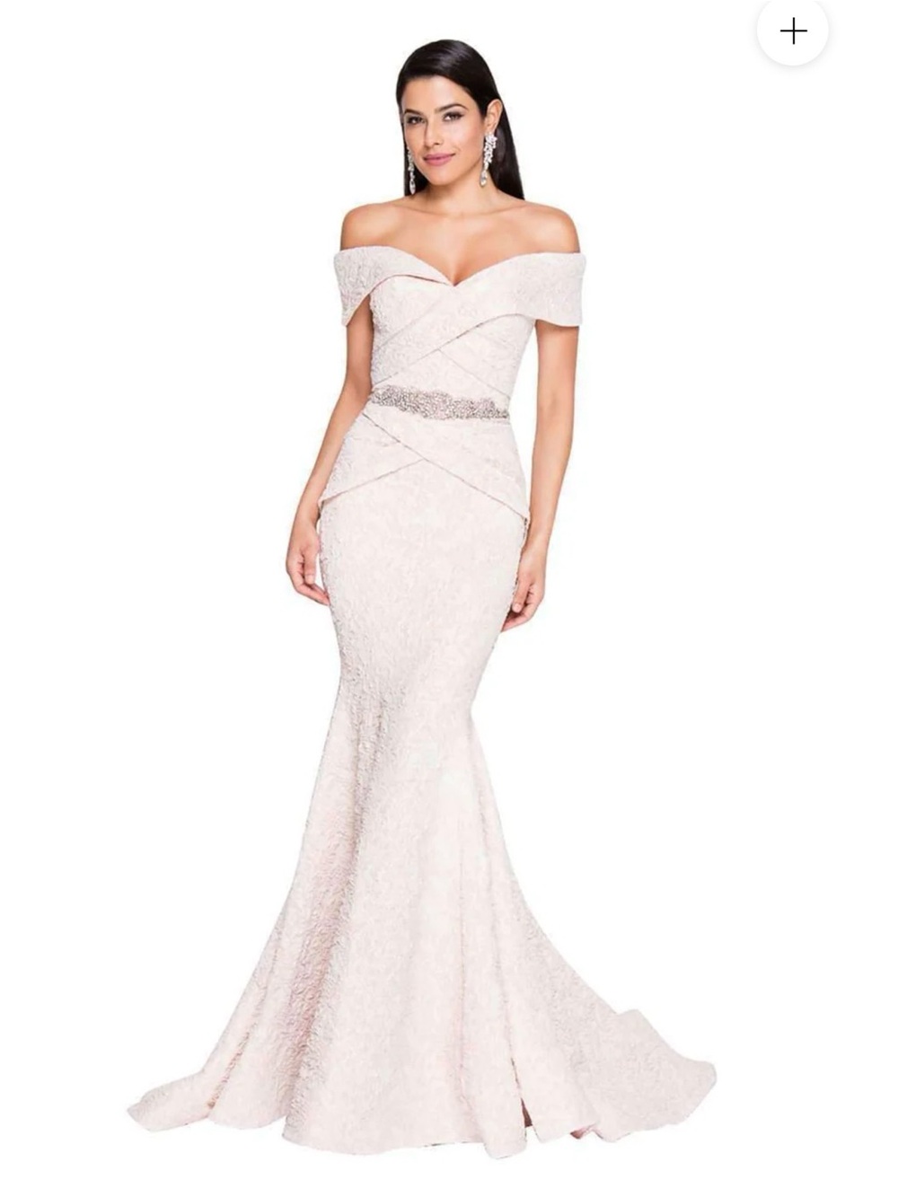 Sugarplum Blush Pink Off-the-Shoulder Jacquard Mermaid Gown NWT-Like Size 14